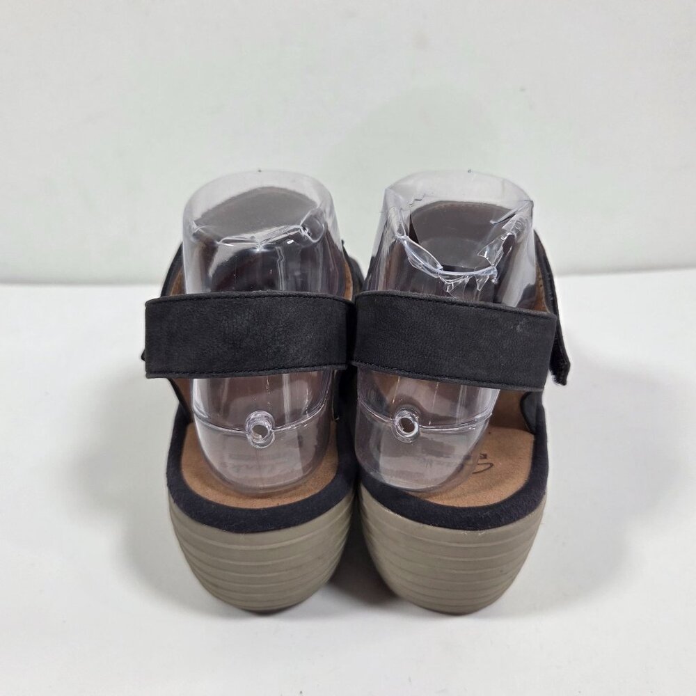 Clarks Collection Reedly Juno Wedge Sandals Black Women's Size 8 Comfort Cushion - Picture 4 of 7